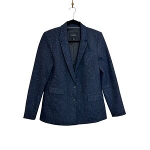 Banana Republic Hack ing Jacket Blazer Size 6 Navy Blue Speckled Wool Blend